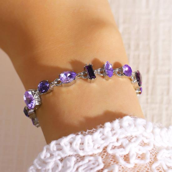 Women Bracelet Irregular Cubic Zirconia Inlaid Adjustable Length Stacking Bracelet Rainbow Color Bracelet Jewelry Gift