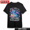 Damen Weiches Bequemes T-Shirt Drachengeschichte Grafik-T-Shirt Kurz Übergröße Baumwolle Schwarz Grafik Camisa Anime-Shirt Individuelle T-Shirts Oberteile