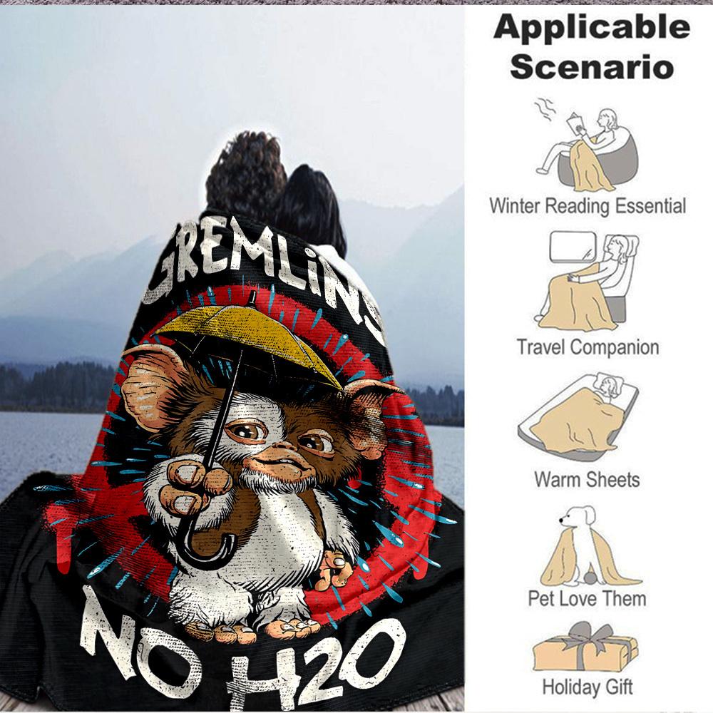 1pc Gremlins Blanket Lightweight Flannel Throw For Sofa, Bed, Travel, Camping, Livingroom, Office, Couch, Chair, And Bed