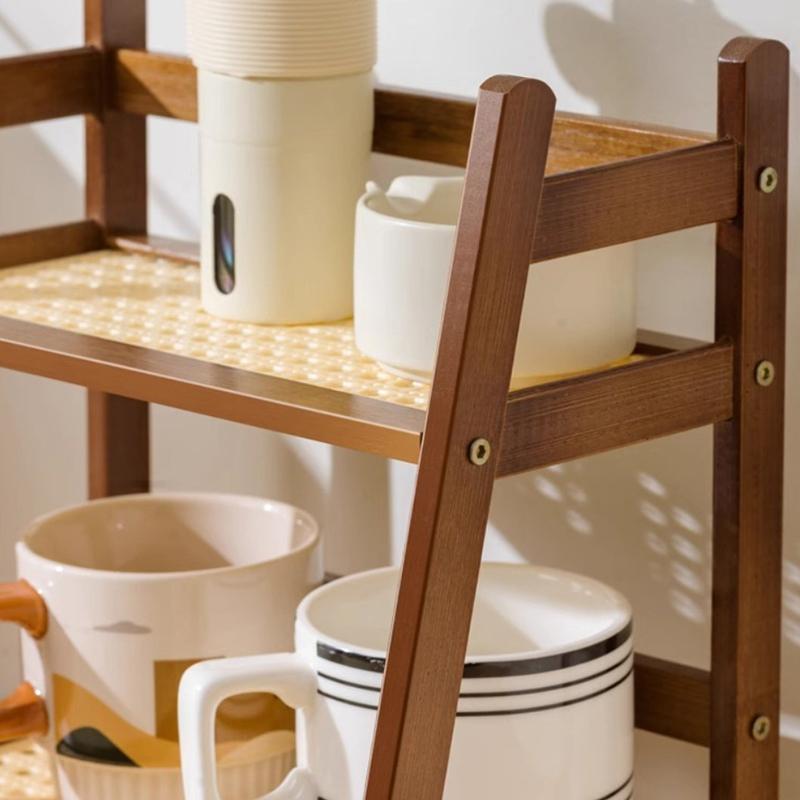 Countertop Organizer 2 Layers Coffee Cup Holder Multipurpose Bamboo Storage Shelf For El Apartment Dressing Table Kitchen