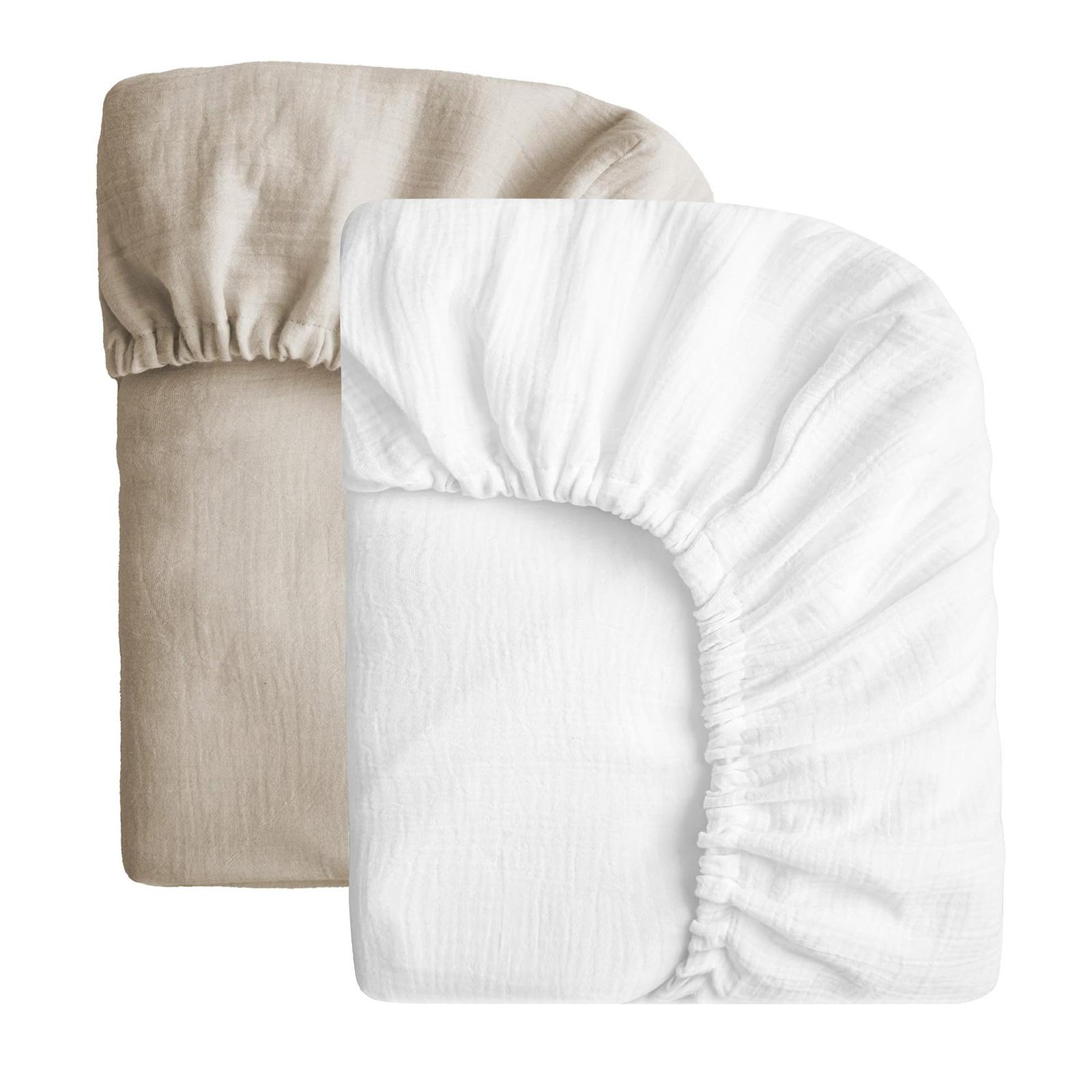 

2 шт./3 шт. Хлопковая муслиновая простыня на кроватку для новорожденных, простыня на резинке, мягкая и дышащая ткань, покрывало на кровать, легкий уход C4