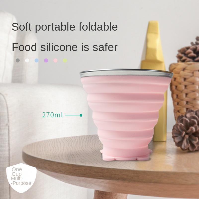 Nový venkovní kreslený skládací kelímek 270 ml velkokapacitní silikonový skládací kreativní zatahovací medvědí kelímek na vodu