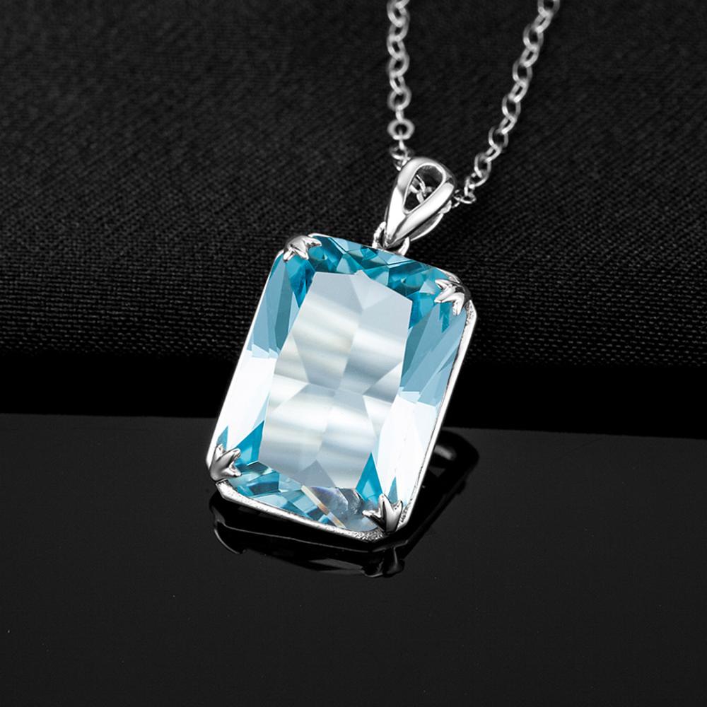 Szjinao Real 925 Silver Aquamarine Pendant For Women Gemstone Necklace Pendants Viking Handmade Undefined Fine Jewelry