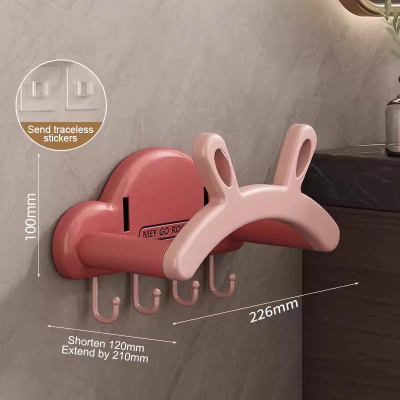 Telescopic Washbasin Rack Wall Mounted Rabbit Ears Storage Shelf Multifunctional No Punching Washbasin Hook
