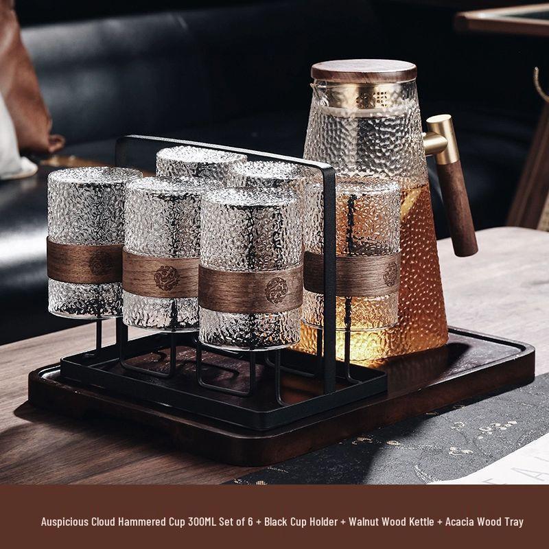TXRMDX Chinese Retro Glass Water Cup Set
