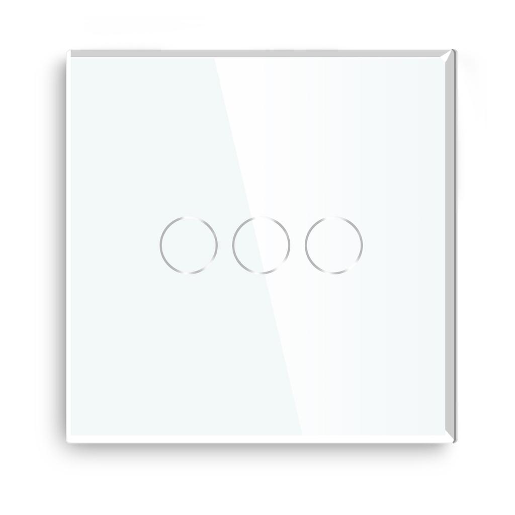 BSEED  1/2/3Gang Touch Light Switch 1Way EU Type-c USB Sockets With Waterproof Cover For Bathroom Outdoor Glass Panel White