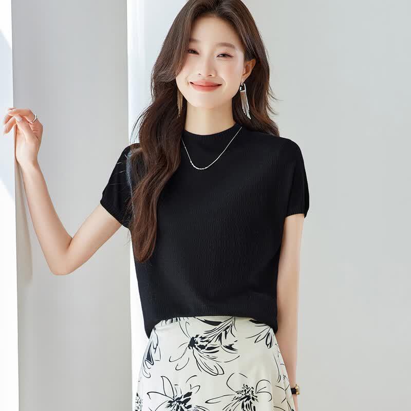 Women's Silk Knit Short-Sleeve T-Shirt