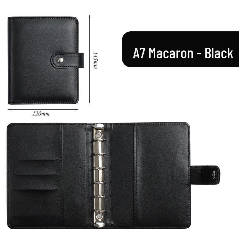 A6 Macaroon Leather Notebook Binder with 12 Refillable Zipper Pockets for Bills and Coins