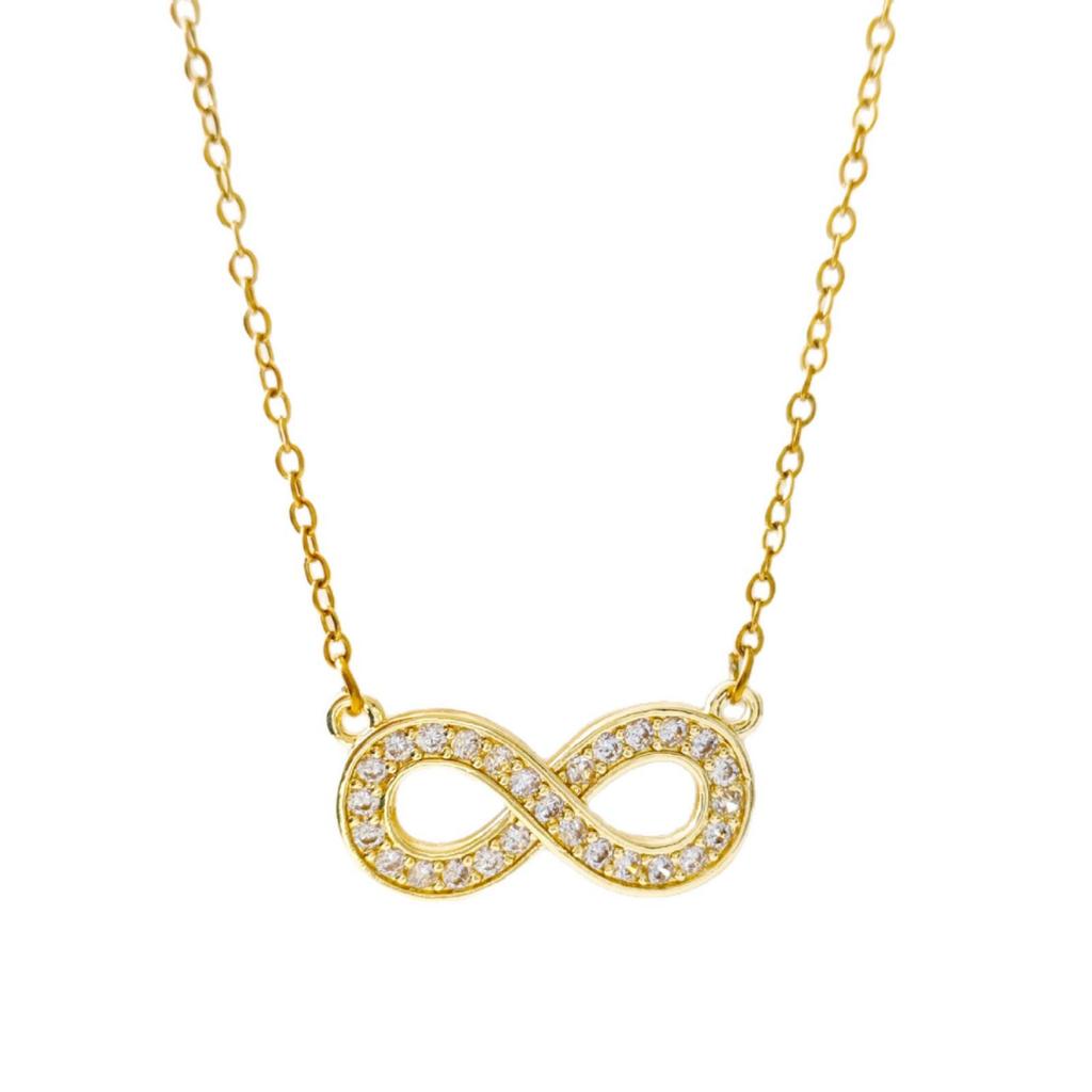 Elegant Gold Infinity Love Pendant Necklace - Titanium Steel, Full Diamond, High-End Luxury Design