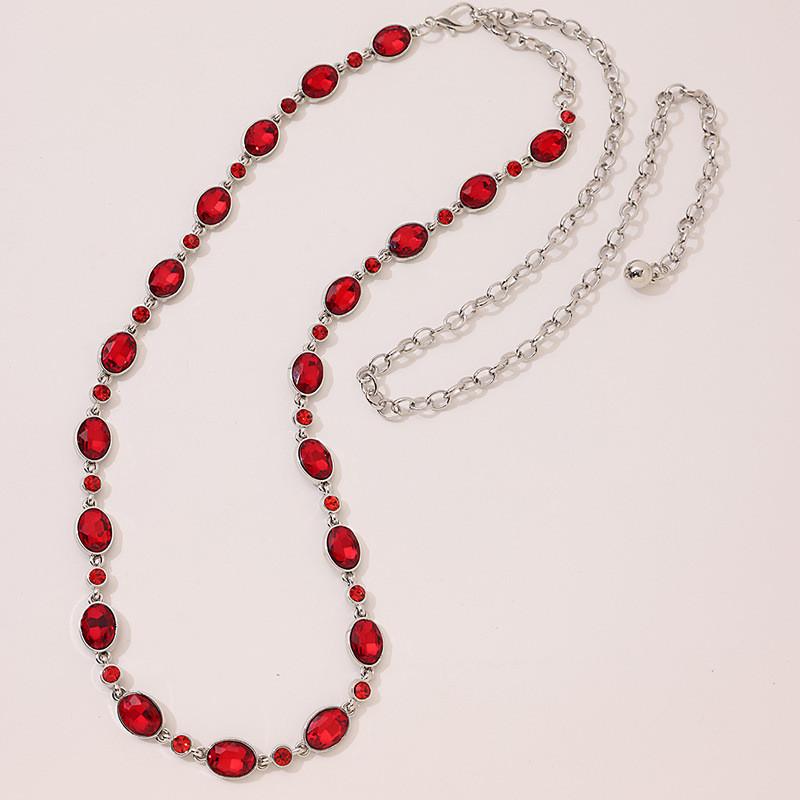 

Elegant Metal Waist Chain With Sparkling Water Dazzling Rhinestones For Women StyleG