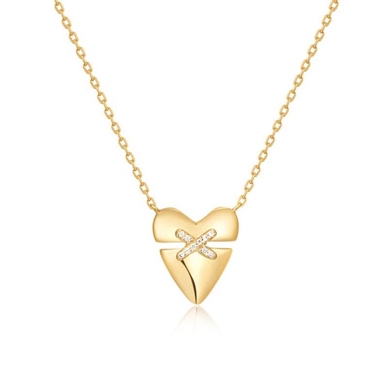 Heart Splicing Clavicle Chain Retro High-end Versatile Light Luxury Necklace Women