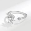 Anti Stress Spinner Ring For Women Adjustable Copper Jewelry With Floral Zircon Accents Anxiety Relief Gift