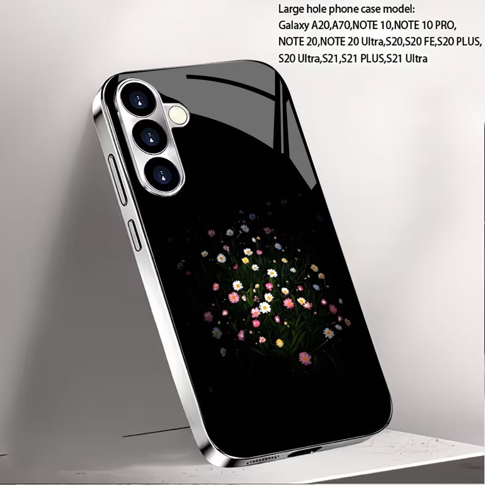 Blumen-Atmosphäre Einfachheit High-End Galvanik Glas Handyhülle für Samsung Galaxy S26 S25 S24 S23 S22 S21 FE, Ultra, Plus