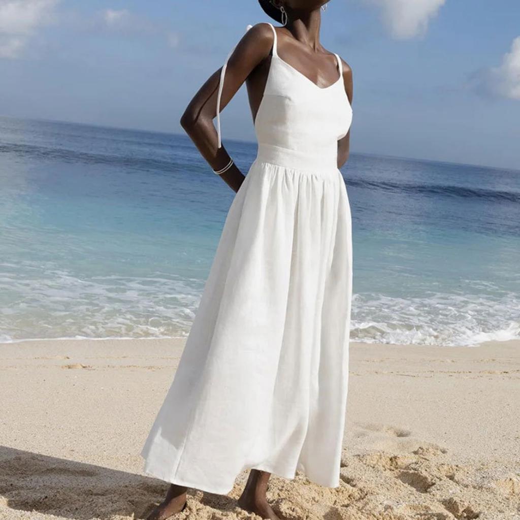 Spring New Arrival Women's Elegant Sexy Solid High Waist Suspender Dress, European American Style Forest Aesthetic Casual Dress for Women