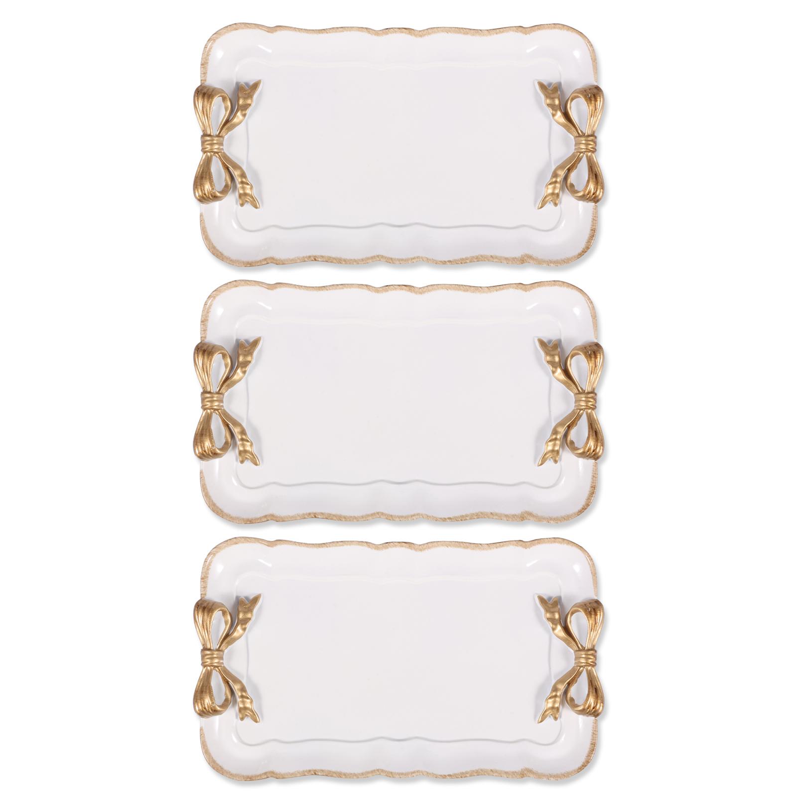 

3Pcs Resin Decorative Tray Bow Jewelry Tray Room Decor for Holding Small Jewelries Necklaces Earrings Candles Countertop Tary
