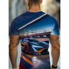 Großes Herren Sportwagen Muster 3D Gedrucktes Herren Rundhals Kurzarm T-Shirt Sommer Mode T-Shirt Lässig Bequem Vielseitiges Oberteil