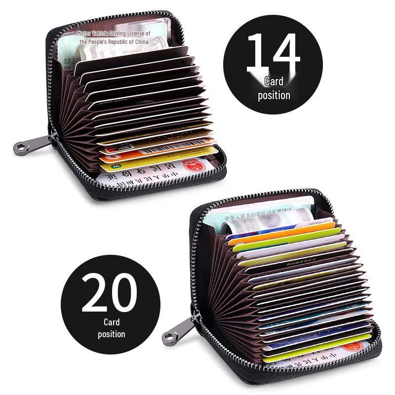 Genuine Leather Multi-Card Holder for Men & Women with Customizable Slots