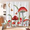 Mushroom Shower Curtain Retro Butterfly Floral Boho Moon Botanical Wildflowers Green Plant Aesthetic Bath Curtain Bathroom Decor