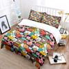 Cartoon Animals And Food Collage Print Bedding Set 1 Duvet Cover 2 Pillowcases For Adult And Children Luxury Gift Full Size
