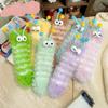 1 Pair Cute Mid-Tube Fluffy Floor Sleep Funny Velvety Warm Thick Happy Ugly Socks Women'S Autumn Winter Socks Girls Gift