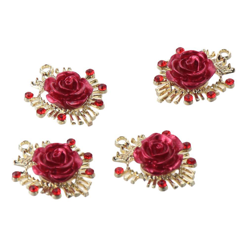 

Подвеска из смолы с красной розой и стразами из красного сплава, прекрасный 3D цветок розы, поделки ручной работы для любителей рукоделия