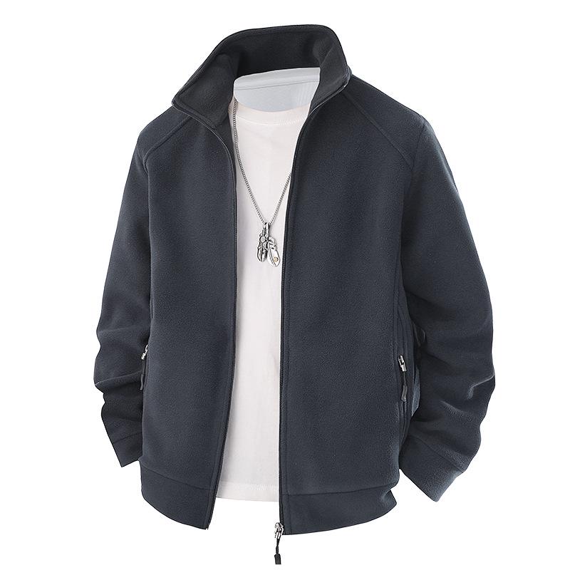 

Winter Plus Size Men s Trendy Casual Cardigan Sweatshirt - Loose, Velvet-Thickened Outerwear Gray [Regular]