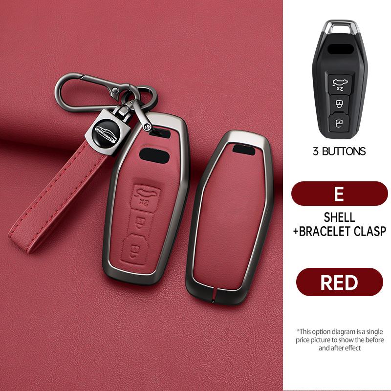 Metal Leather Car Key Case Cover for A3 A5 A5L 2025 Q5 Q6 Q6L A6 A6L 2025 Keychain Remote Protection Bag Shell