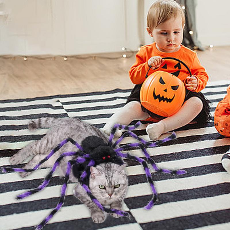 Dog Halloween Costumes Spider Furry Giant Simulation Spider Pets Outfits Adjustable Halloween Pet Costume For Dogs And Cat Dress