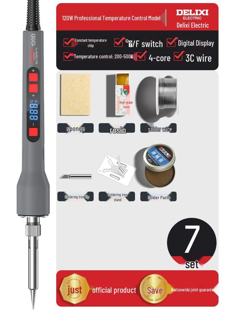 DELIXI Professional High-Power Electric Soldering Iron with Digital Display - Ideal for Household and Repair Tasks.
