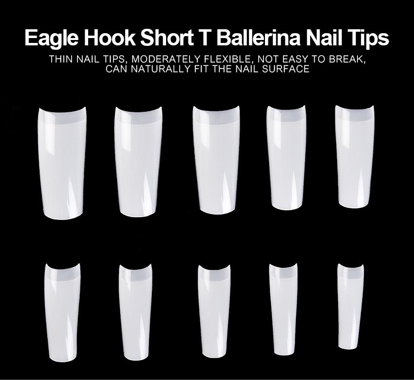 kads Nail Tips Half Cover French Nails Fake Nails Soak Off False Nails Natural Clear Acrylic Nails 500pcs for Nail Extension 10 Sizes