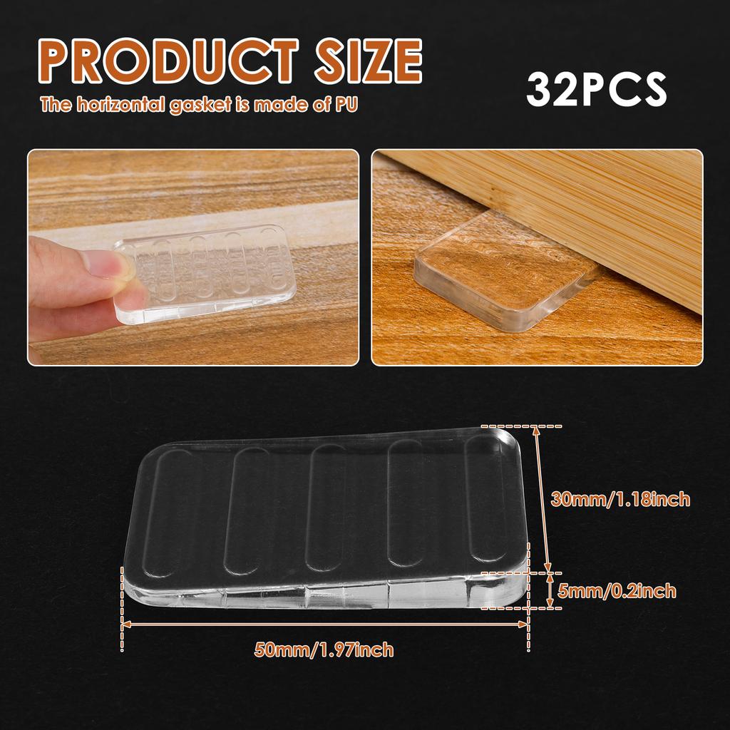 32 Pcs Anti Slip Furniture Pads Clear PU Furniture Shim Table Leveling Shim Door Stopper Multi Purpose Furniture Stabilizer Pad
