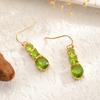 Vintage Green Artificial Zircon Dangle Earrings for Women Bohemian Geometric Pendant Earrings Party Jewelry Accessories Gifts