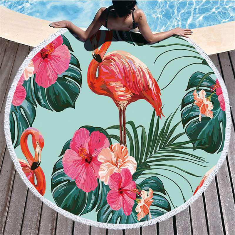 Seria Flamingi Ultra-Delikatne Włókno Ręcznik Plażowy i Mata Wewnętrzna/Zewnętrzna