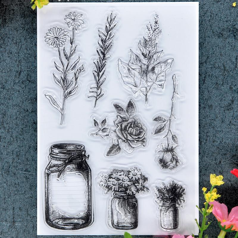 Flowers Transparent Clear Silicone Stamp Seal for DIY Scrapbooking ...