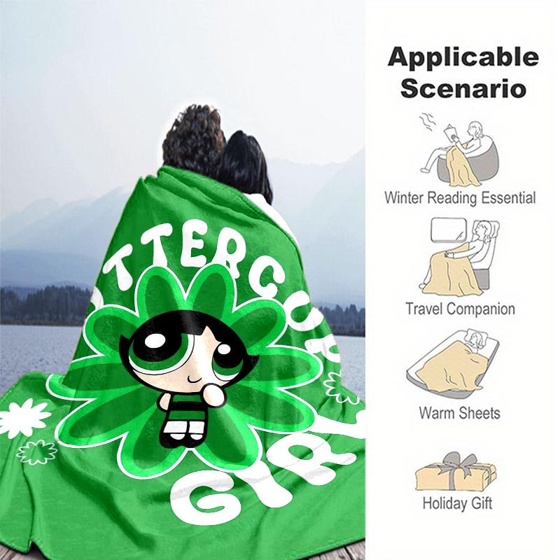 1PC The Powerpuff Girls printed blanket, all season lightweight home office outdoor nap multifunctional blanket A6