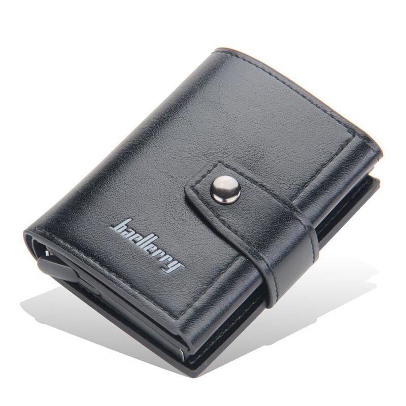 

Baellerry Men Business Credit Card Holder RFID Aluminium Box Bank Card Holders Vintage Design Wallet with Money Clips 10*8*2cm чёрный