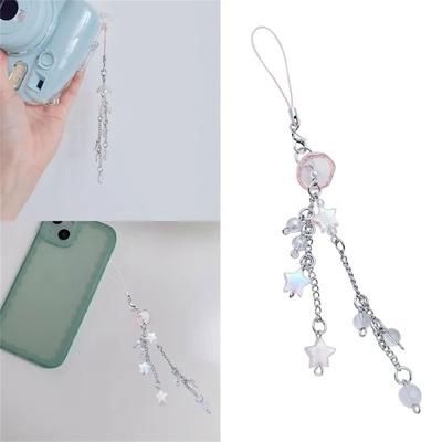 Pingente de telefone com pingente de água-viva estilo oceano Y2K cordão de telefone com contas corrente de telefone chaveiro