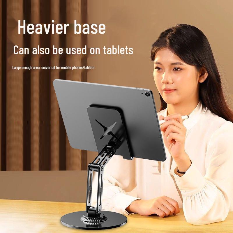 360° Dual-Fold Carbon Steel Phone & Tablet Stand for Multi-functional Use