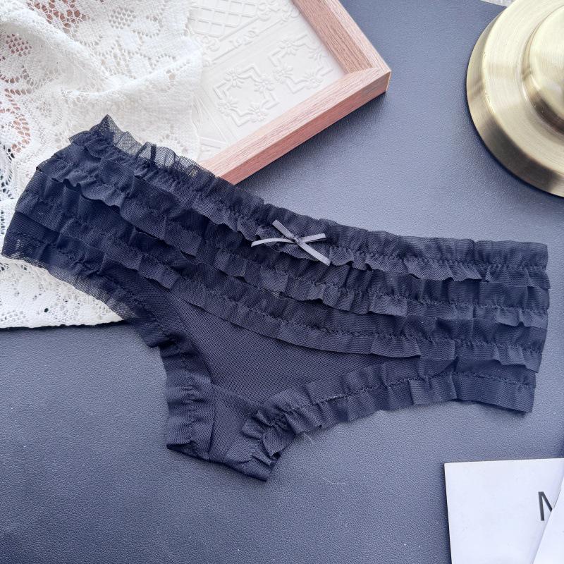 90-130 Lbs Playful Princess: Sweet Layered Cake Mesh Low-Waist Women's Underwear