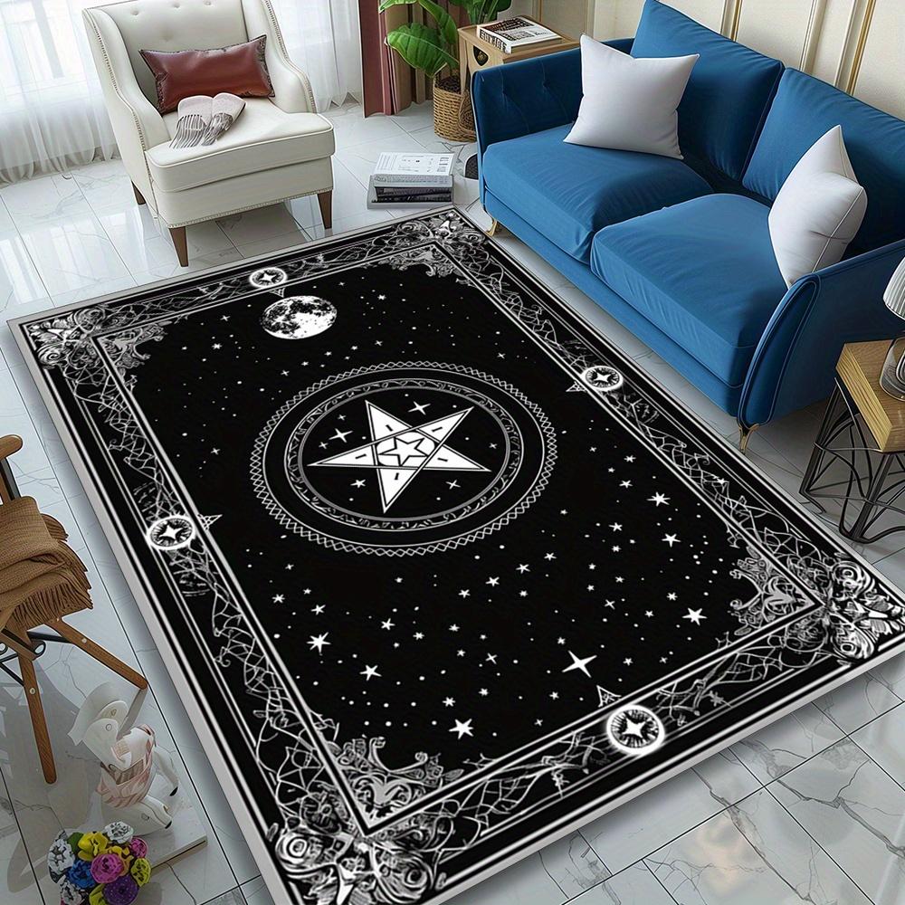 Pentagram Area Rug - Large Polyester Crystal Velvet Carpet for Living Room, Bedroom, Game Room, Hallway - High Density Soft Floo