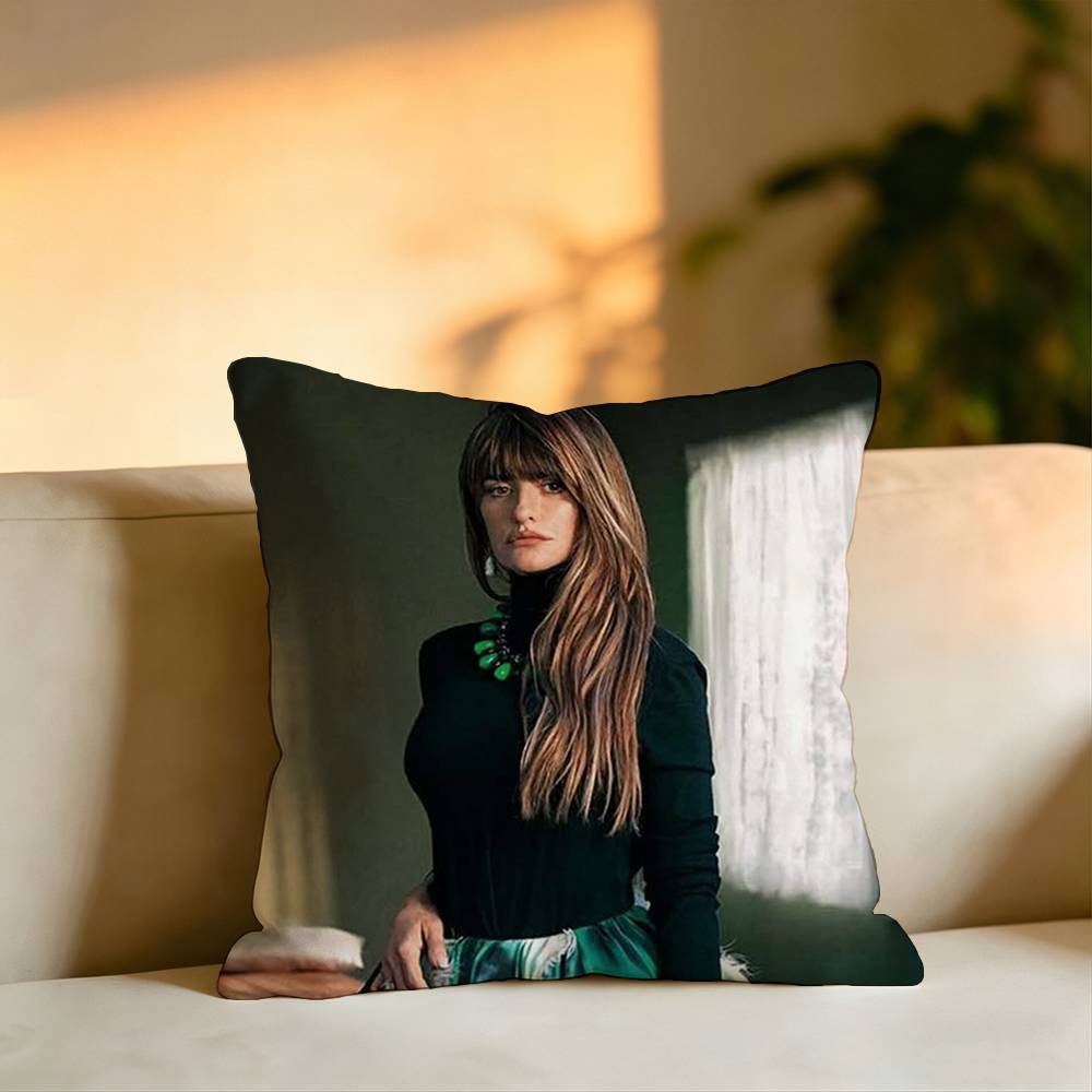 Popular Actress Penelope Cruz Sanchez Pillow Case Square DoubleSided Sofa Cushion Cover Bedroom Bedside Pillow
