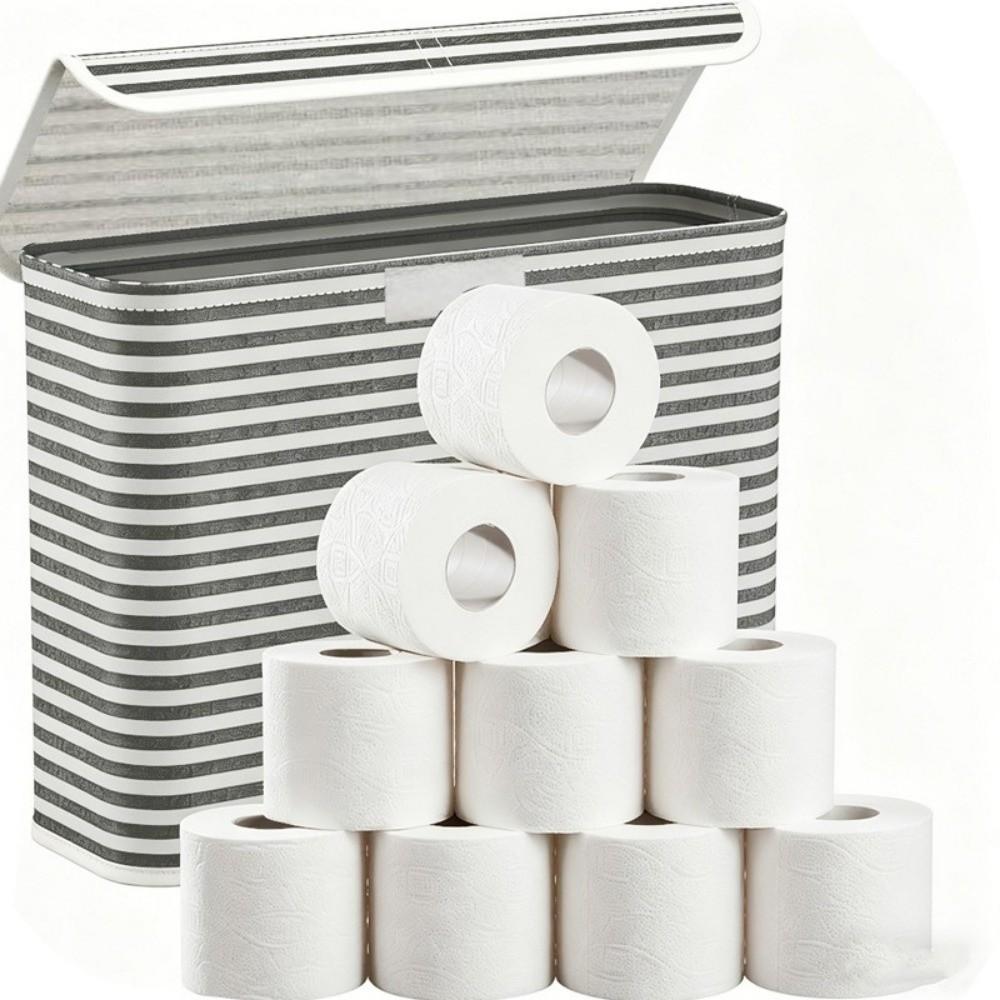 With Lid Toilet Paper Holder Stripe Printed Bathroom Tissue Box Laundry Basket Bathroom