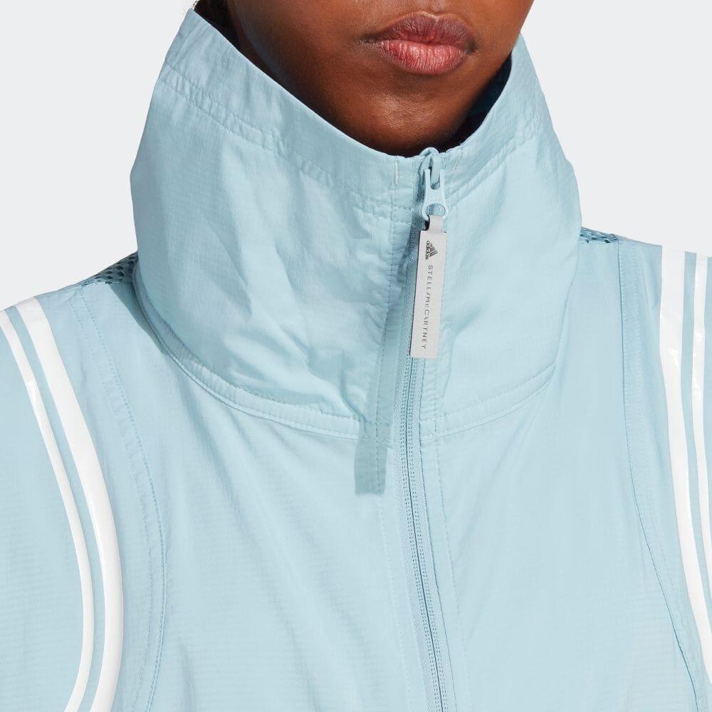 Adidas X Stella McCartney Striped Stand Collar Casual Jacket Women Jacket Grey Blue HR6575