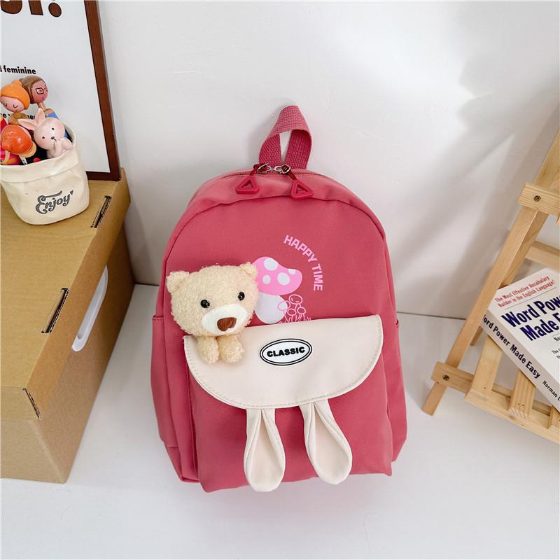 Cute Bear Pattern Kids Backpack For Preschool Durable Nylon With Padded Straps