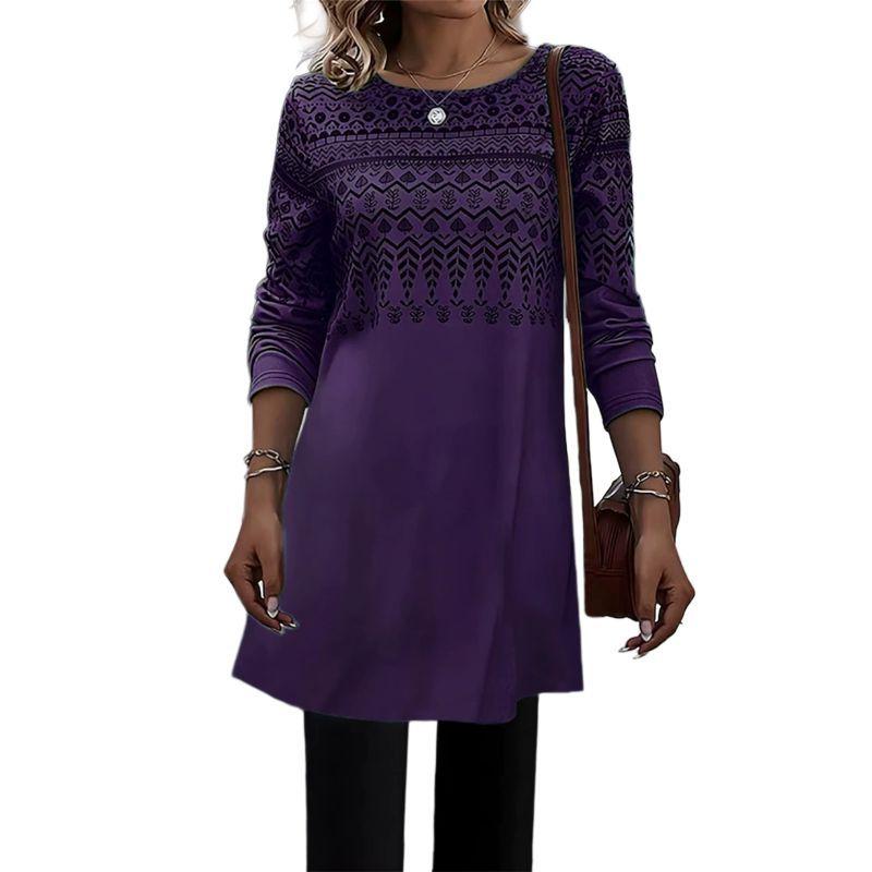 Women's Crew Neck Long Sleeve Dress Pullover Top