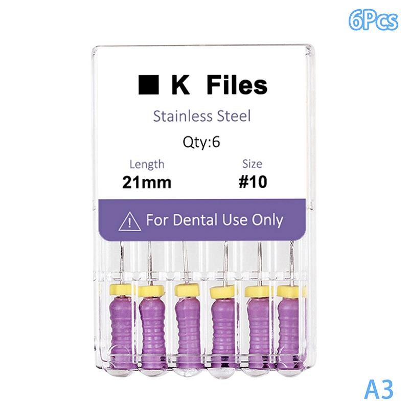 

6 шт./уп. Стоматологические ручные K-файлы 21/25 мм Инструменты для эндодонтии из нержавеющей стали Файлы для корневых каналов Стоматологические инструменты Стоматологические файлы Лаборатория