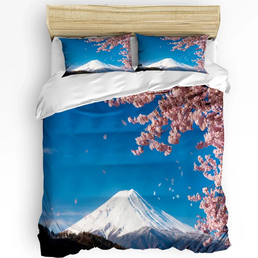Plant Pink Cherry Blossom Art Bedding Set 3pcs Duvet Cover Pillowcase Kids Adult Quilt Cover Double Bed Set Home Textile