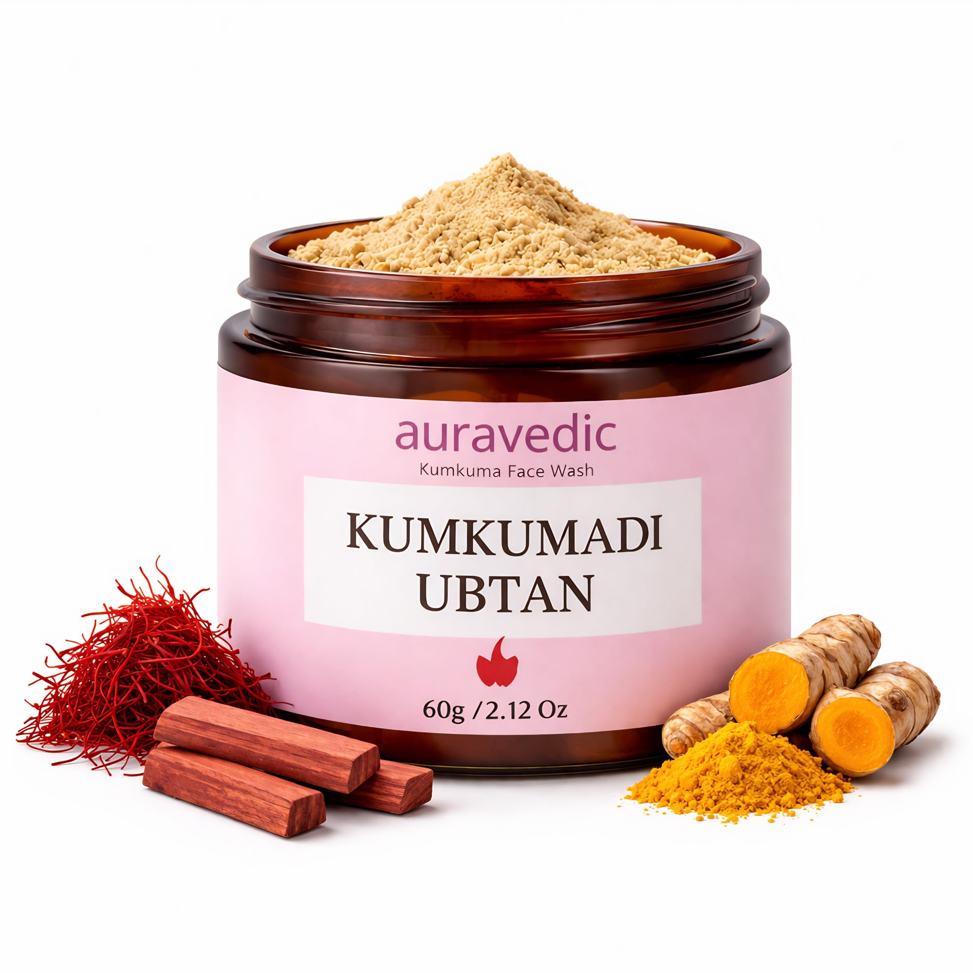 Auravedic Kumkumadi Tailam Ubtan Face Wash For Glowing Skin Kumkumadi Oil Ubtan Powder Face Cleanser For Skin Brightening All Natural Dried Herbs F