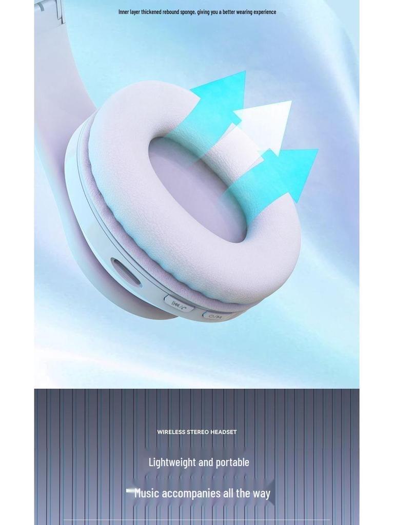 B39 Over-Ear Bluetooth Headphones with Cool Light Effects, Card Slot, and Enhanced Sound Quality for Men, Women & Students