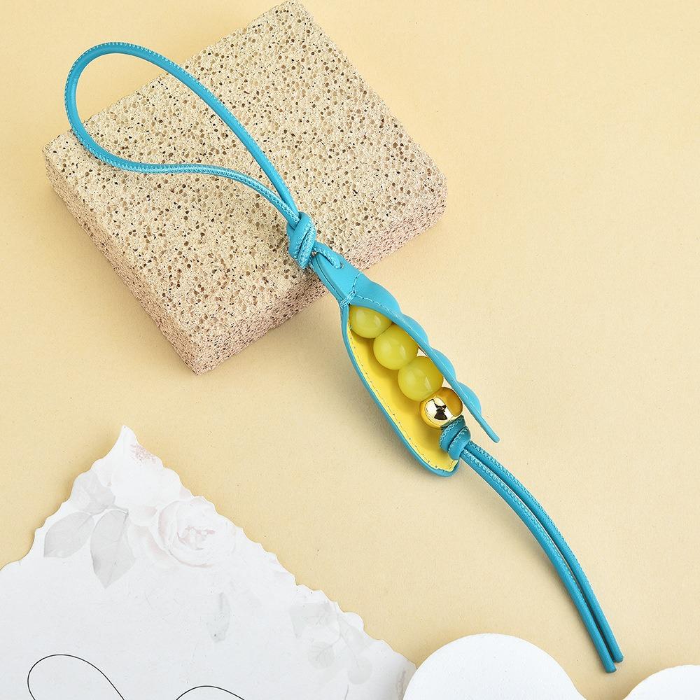 Handmade Green Pea Pu Keychain Hanger Bag Charm Trendy Small Pea Pod Leather Pendant  Bag Pendant Style 3
